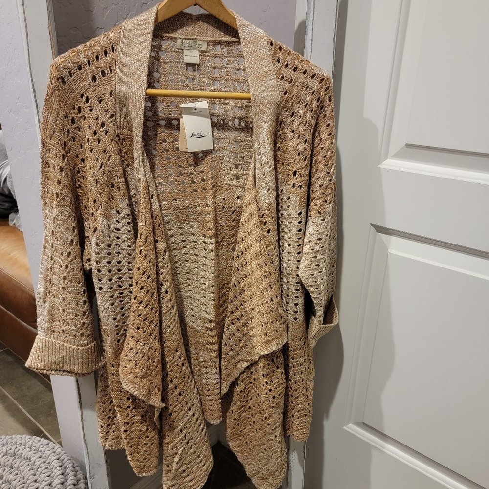 Lucky Brand Cardigan in Shades of Tan Sz 3x